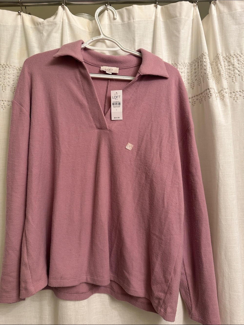 LOFT Open V-Neck Collared Knit Sweater